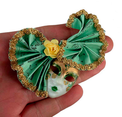 Magnet Masque de Venise Éventail Vert – Artisanat Authentique de Venise