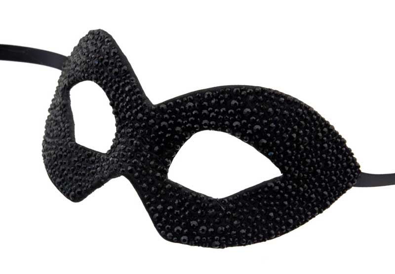 Masque de Venise de Luxe Colombine Strass Noir Swarovski – Artisanat Authentique de Venise