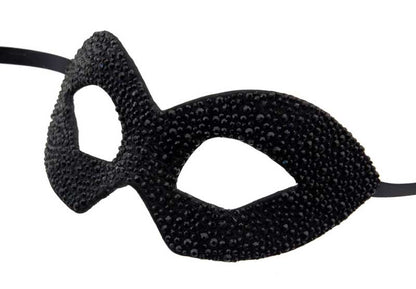 Masque de Venise de Luxe Colombine Strass Noir Swarovski – Artisanat Authentique de Venise