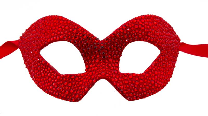 Masque de Venise de Luxe Colombine Strass Rouge Swarovski – Artisanat Authentique de Venise