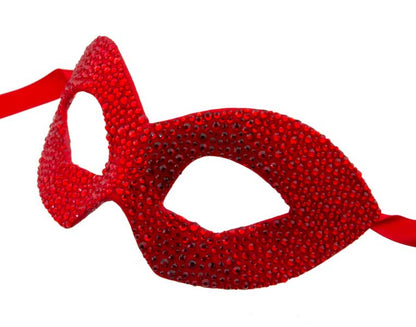 Masque de Venise de Luxe Colombine Strass Rouge Swarovski – Artisanat Authentique de Venise