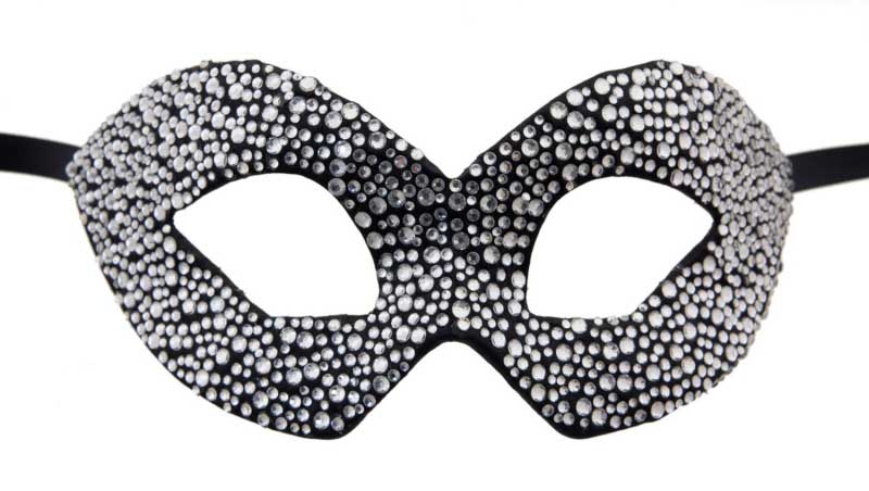 Masque de Venise de Luxe Colombine Strass Noir Argenté Swarovski – Artisanat Authentique de Venise