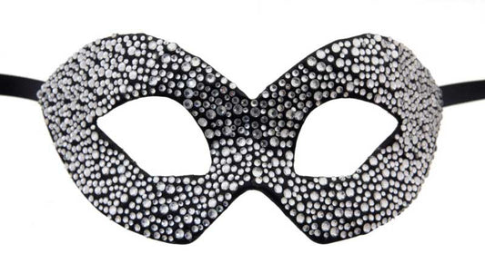 Masque de Venise de Luxe Colombine Strass Noir Argenté Swarovski – Artisanat Authentique de Venise