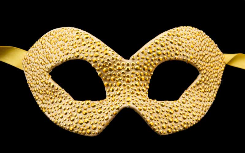 Masque de Venise de Luxe Colombine Strass Doré Swarovski – Artisanat Authentique de Venise