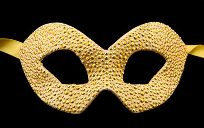 Masque de Venise de Luxe Colombine Strass Doré Swarovski – Artisanat Authentique de Venise