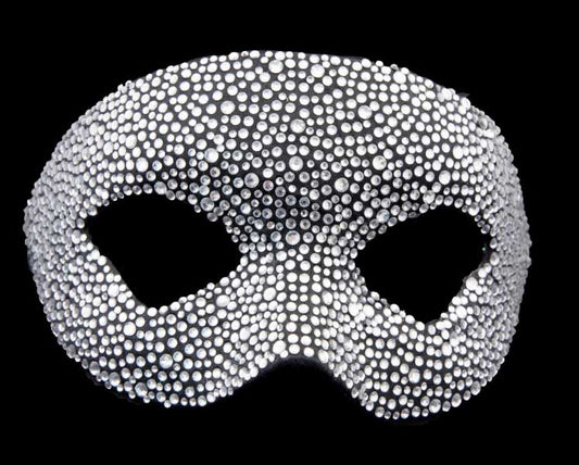 Masque de Venise de Luxe Colombine Strass Argenté Swarovski – Artisanat Authentique de Venise