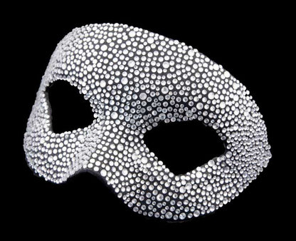 Masque de Venise de Luxe Colombine Strass Argenté Swarovski – Artisanat Authentique de Venise