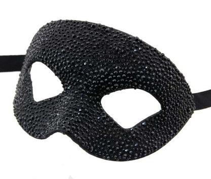 Masque de Venise de Luxe Colombine Strass Noir Swarovski – Artisanat Authentique de Venise