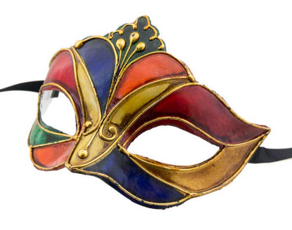 Masque Loup Arlequin Diadème – Artisanat Authentique de Venise