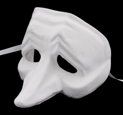 Masque Volto Pulcinella Blanc à Peindre – Artisanat Authentique de Venise
