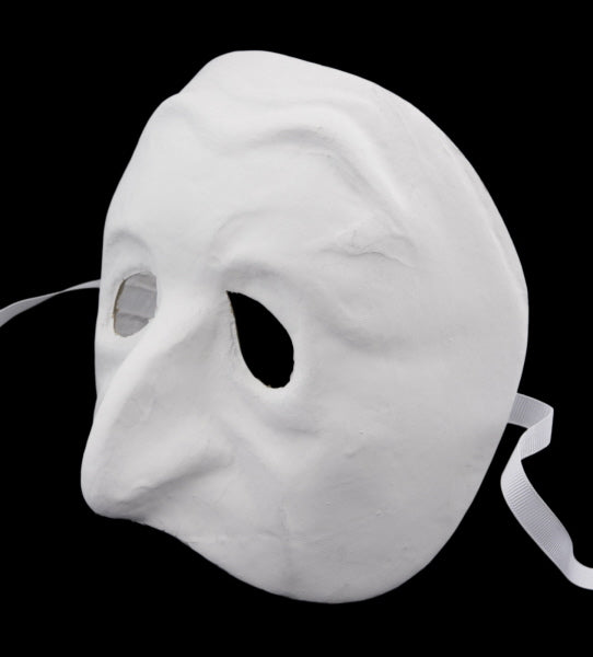 Masque Volto Pulcinella Blanc à Peindre – Artisanat Authentique de Venise