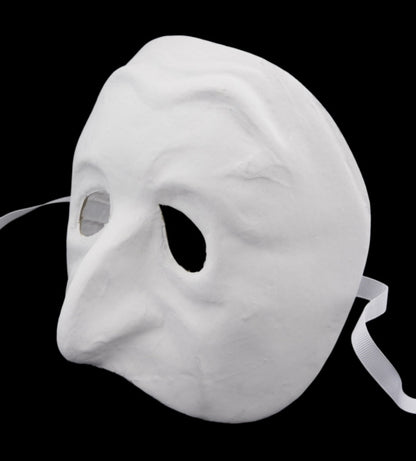 Masque Volto Pulcinella Blanc à Peindre – Artisanat Authentique de Venise