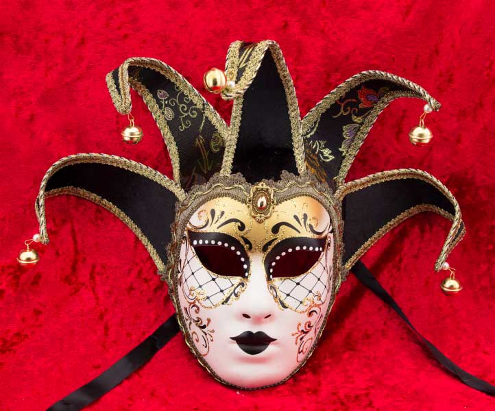 Masque Volto Jolly Noir à 5 Pointes – Artisanat Authentique de Venise