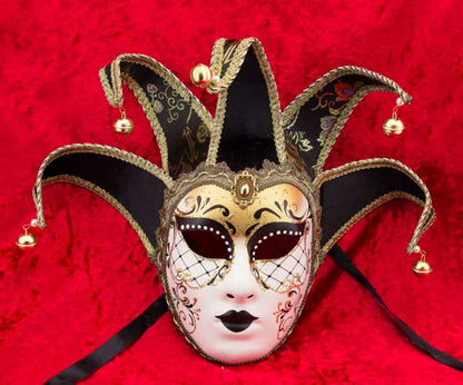 Masque Volto Jolly Noir à 5 Pointes – Artisanat Authentique de Venise