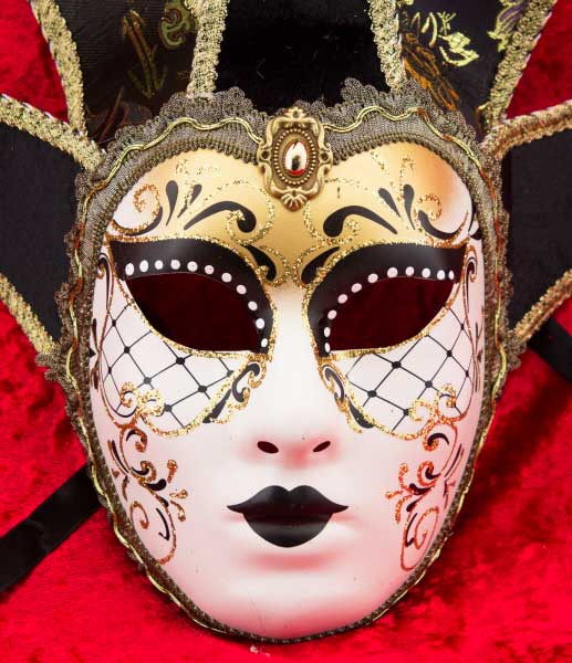 Masque Volto Jolly Noir à 5 Pointes – Artisanat Authentique de Venise