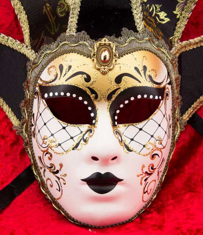 Masque Volto Jolly Noir à 5 Pointes – Artisanat Authentique de Venise