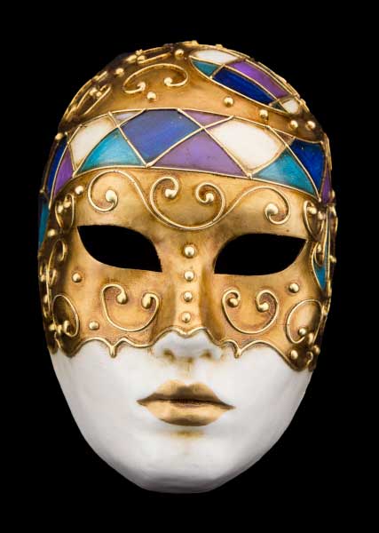 Masque Volto Blanc, Violet et Doré – Artisanat Authentique de Venise