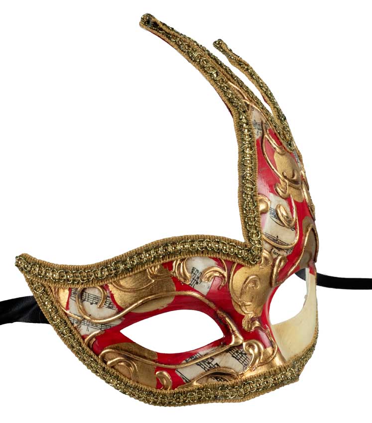 Masque Colombine Cygne Rouge et Doré – Artisanat Authentique de Venise