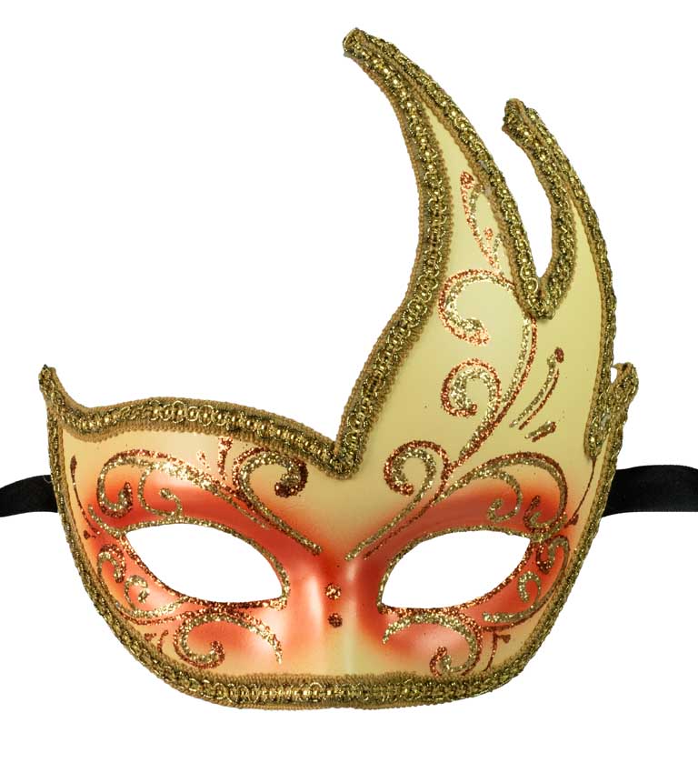 Masque Colombine Cygne Jaune, Orange et Doré – Artisanat Authentique de Venise