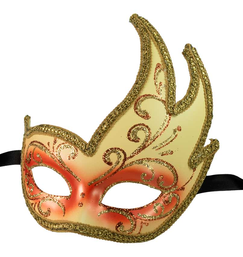 Masque Colombine Cygne Jaune, Orange et Doré – Artisanat Authentique de Venise