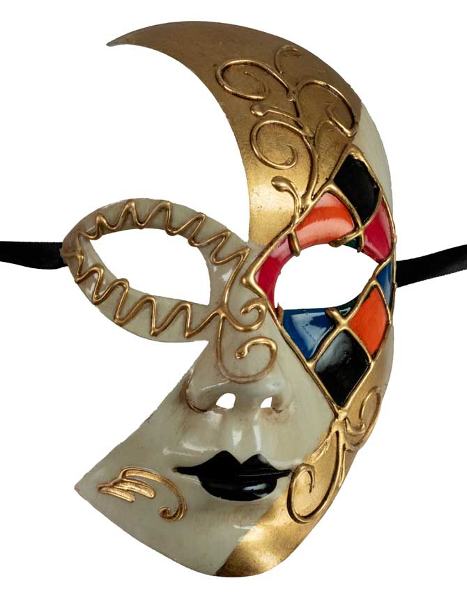 Masque Vénitien Demi Visage Multicolore – Artisanat Authentique de Venise