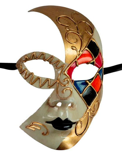 Masque Vénitien Demi Visage Multicolore – Artisanat Authentique de Venise