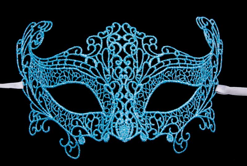 Masque Vénitien Loup EVA Bleu aux Reflets Argentés