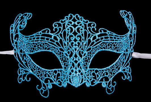 Masque Vénitien Loup EVA Bleu aux Reflets Argentés