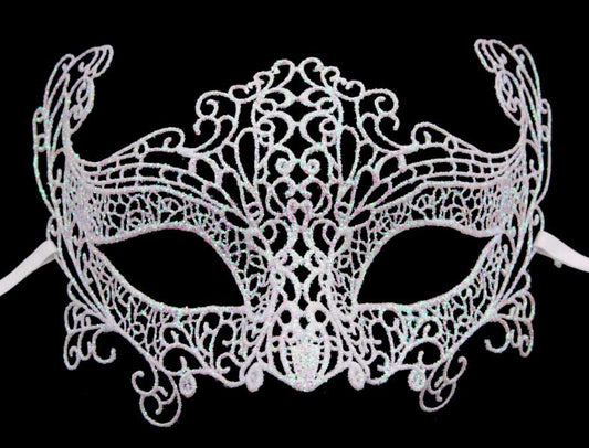 Masque Vénitien Loup EVA Blanc Nacré