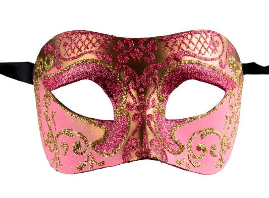 Masque Colombine Rose Doré – Artisanat Authentique de Venise