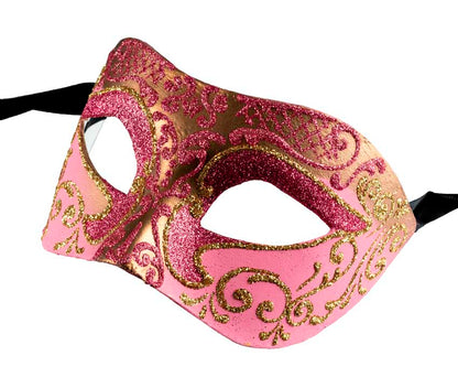 Masque Colombine Rose Doré – Artisanat Authentique de Venise