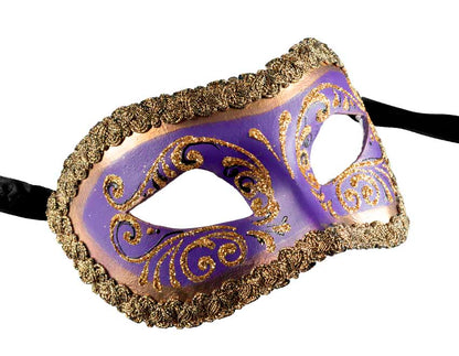 Masque Colombine Violet et Doré – Artisanat Authentique de Venise