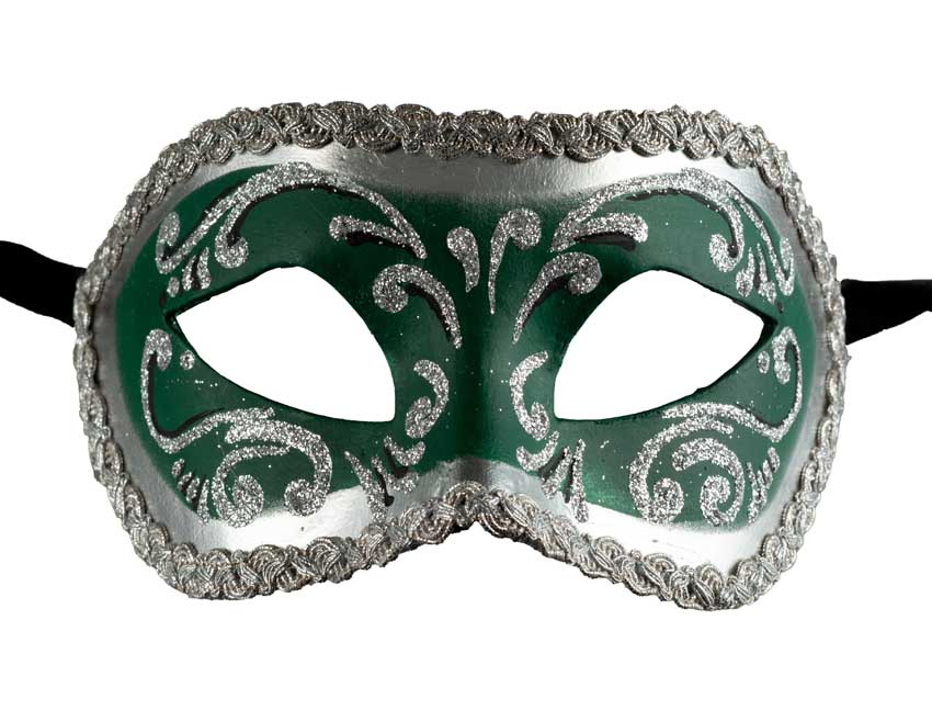 Masque Colombine Vert Argenté – Artisanat Authentique de Venise