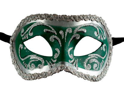 Masque Colombine Vert Argenté – Artisanat Authentique de Venise