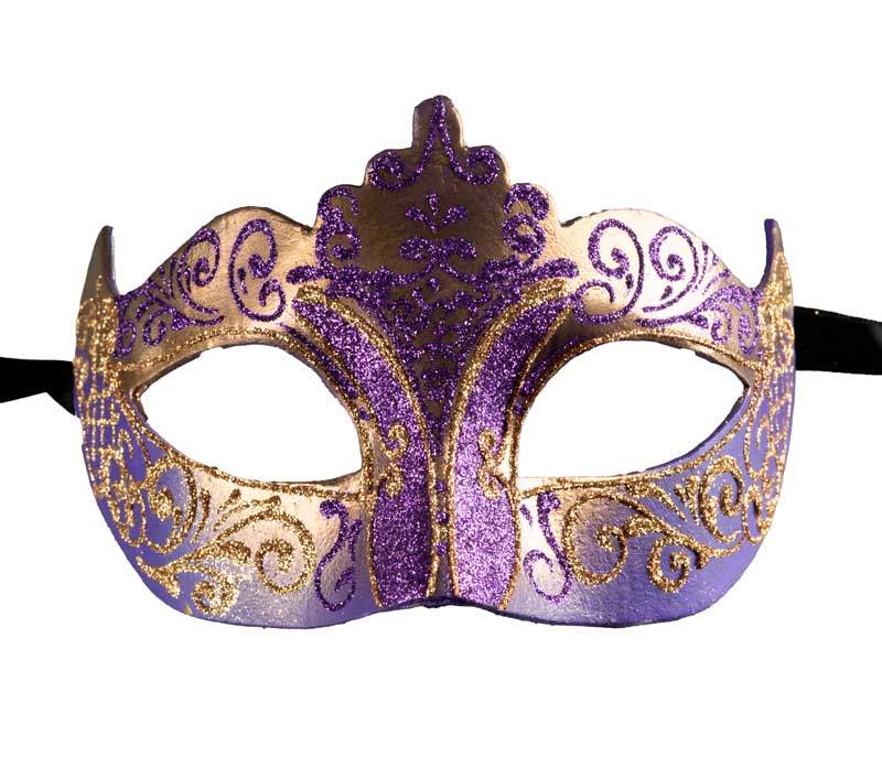 Masque Colombine Violet Doré à Pointe – Artisanat Authentique de Venise