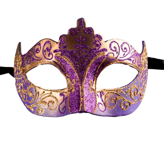 Masque Colombine Violet Doré à Pointe – Artisanat Authentique de Venise