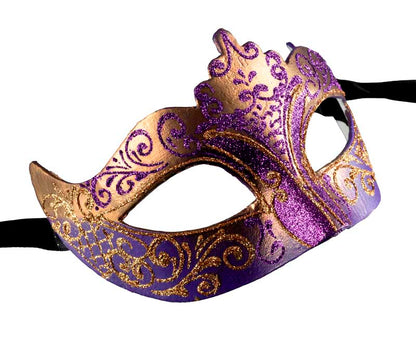 Masque Colombine Violet Doré à Pointe – Artisanat Authentique de Venise