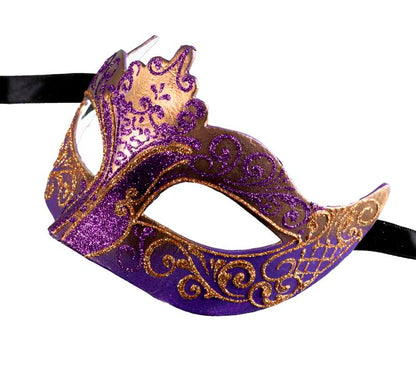 Masque Colombine Violet Doré à Pointe – Artisanat Authentique de Venise