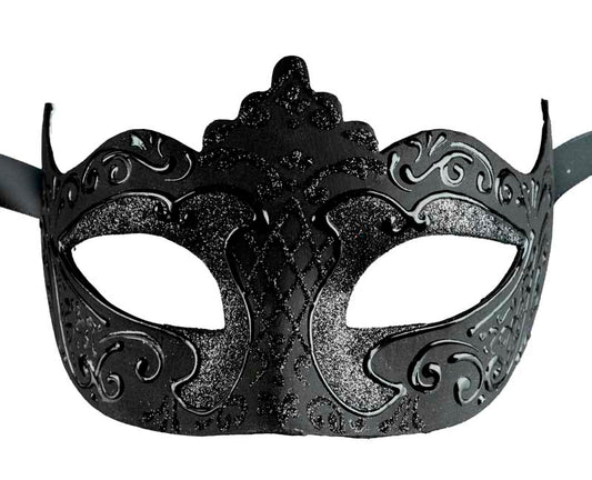 Masque Colombine Noir à Pointe – Artisanat Authentique de Venise