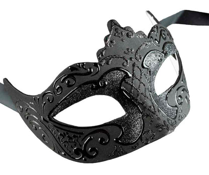 Masque Colombine Noir à Pointe – Artisanat Authentique de Venise