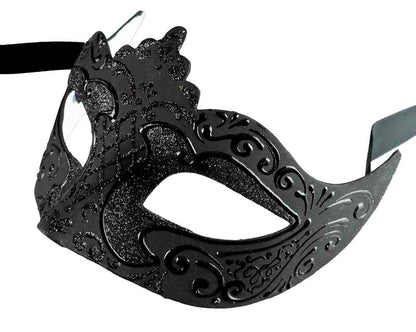 Masque Colombine Noir à Pointe – Artisanat Authentique de Venise