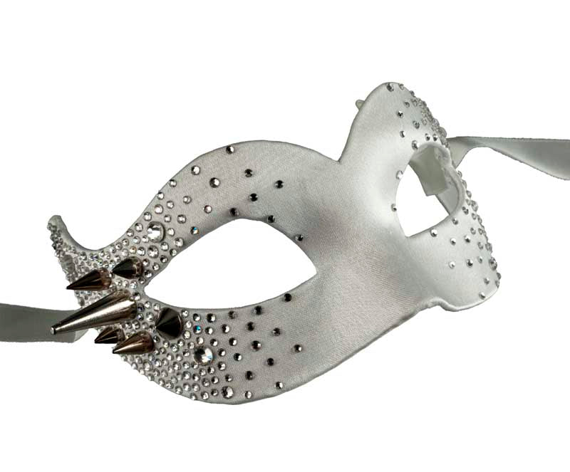 Masque Colombine Strass Bling Blanc – Artisanat Authentique de Venise