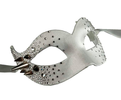 Masque Colombine Strass Bling Blanc – Artisanat Authentique de Venise