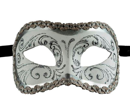 Masque Colombine Blanc et Argenté – Artisanat Authentique de Venise