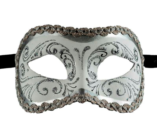 Masque Colombine Blanc et Argenté – Artisanat Authentique de Venise