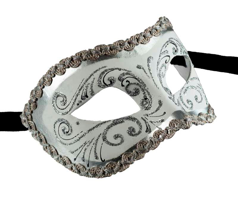 Masque Colombine Blanc et Argenté – Artisanat Authentique de Venise