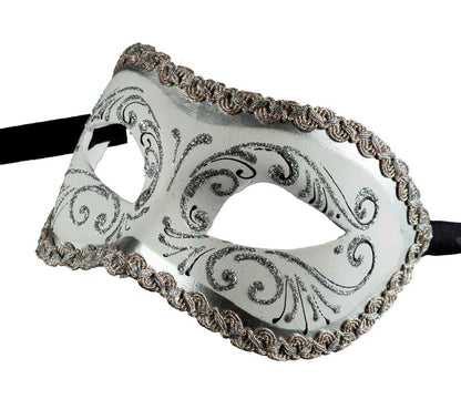 Masque Colombine Blanc et Argenté – Artisanat Authentique de Venise