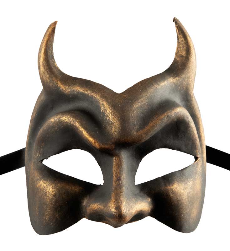 Masque Diable de Venise Bronze en Papier Mâché – Artisanat Authentique de Venise