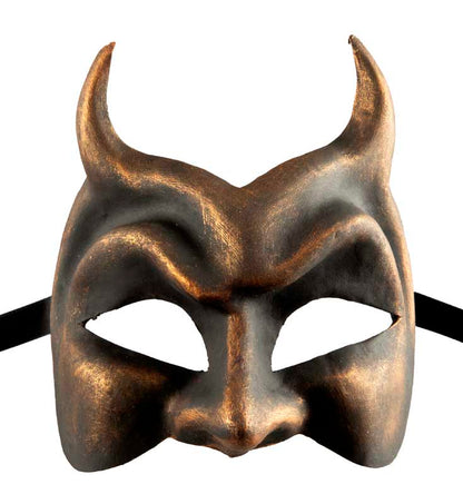 Masque Diable de Venise Bronze en Papier Mâché – Artisanat Authentique de Venise