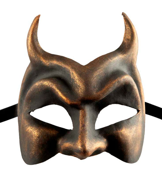 Masque Diable de Venise Bronze en Papier Mâché – Artisanat Authentique de Venise